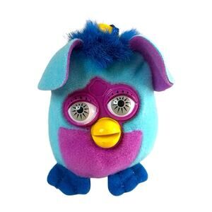 2000 Vintage "Furby" Plush Toy Keychain Blue Purple Stuffed Animal McDonald’s